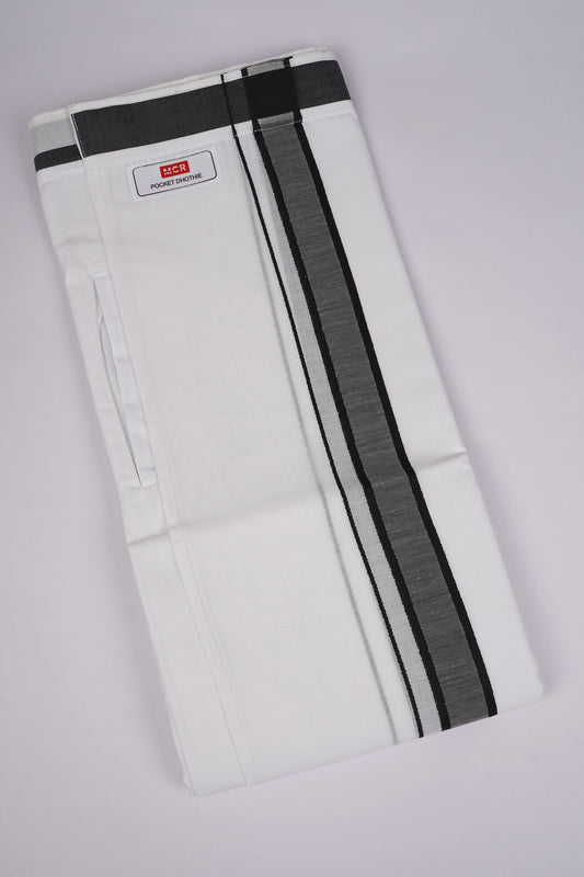 PKT FD-02 VELCRO WHITE DOUBLE DHOTI - Gray