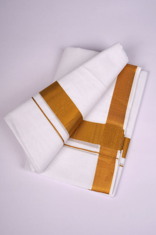 GLD-82 WHITE DOUBLE DHOTI  3.80 MTR