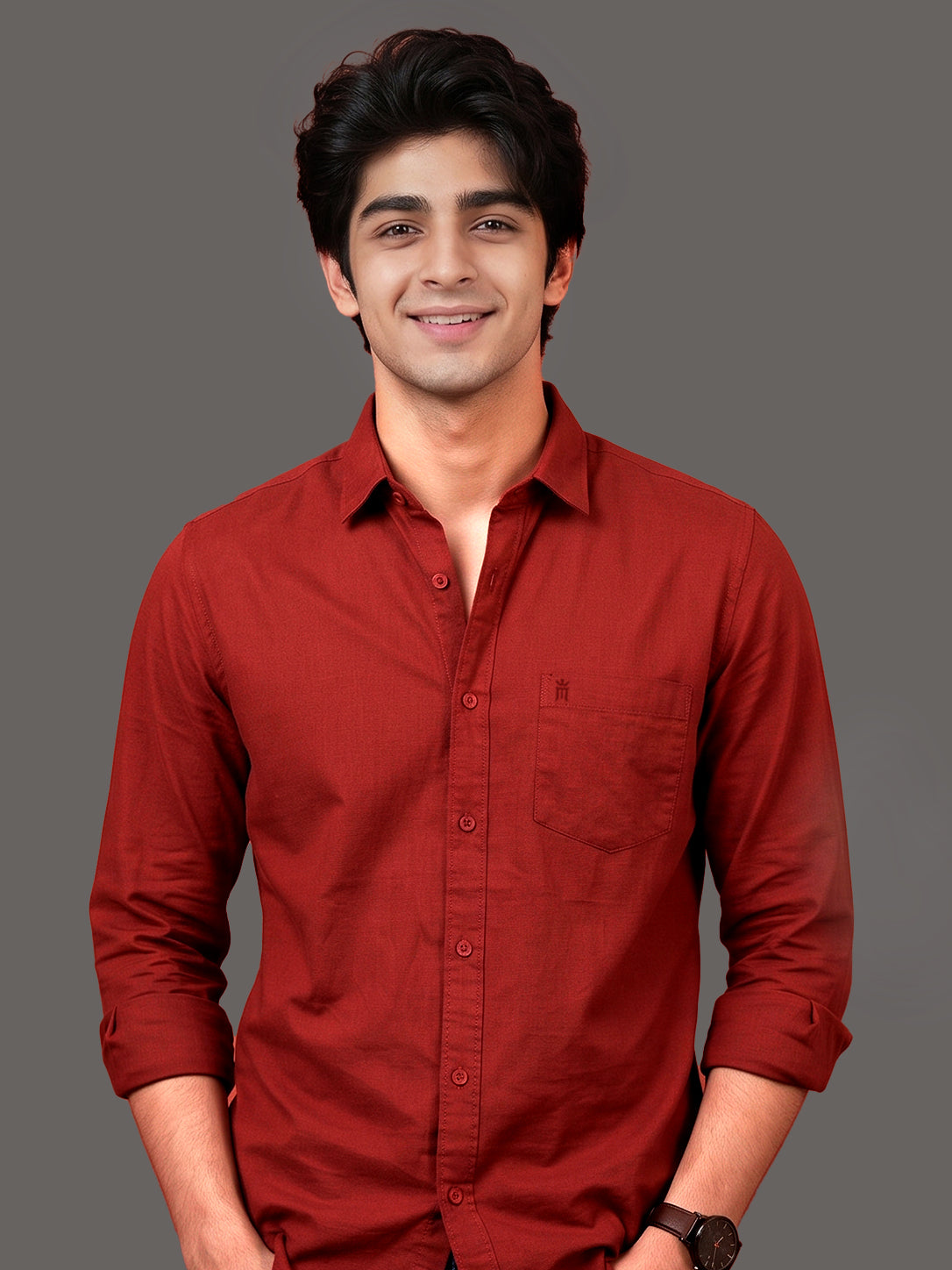 Stain Free Full Sleeve Formal Red Shirt For Men-68002