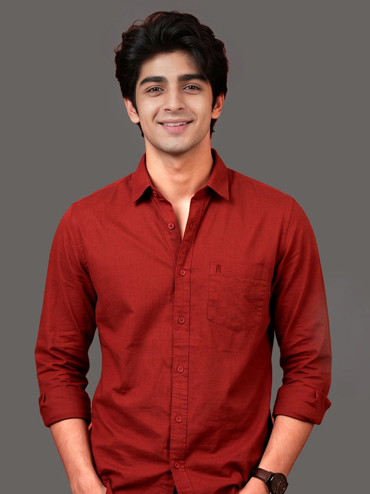Stain Free Full Sleeve Formal Red Shirt For Men-68002