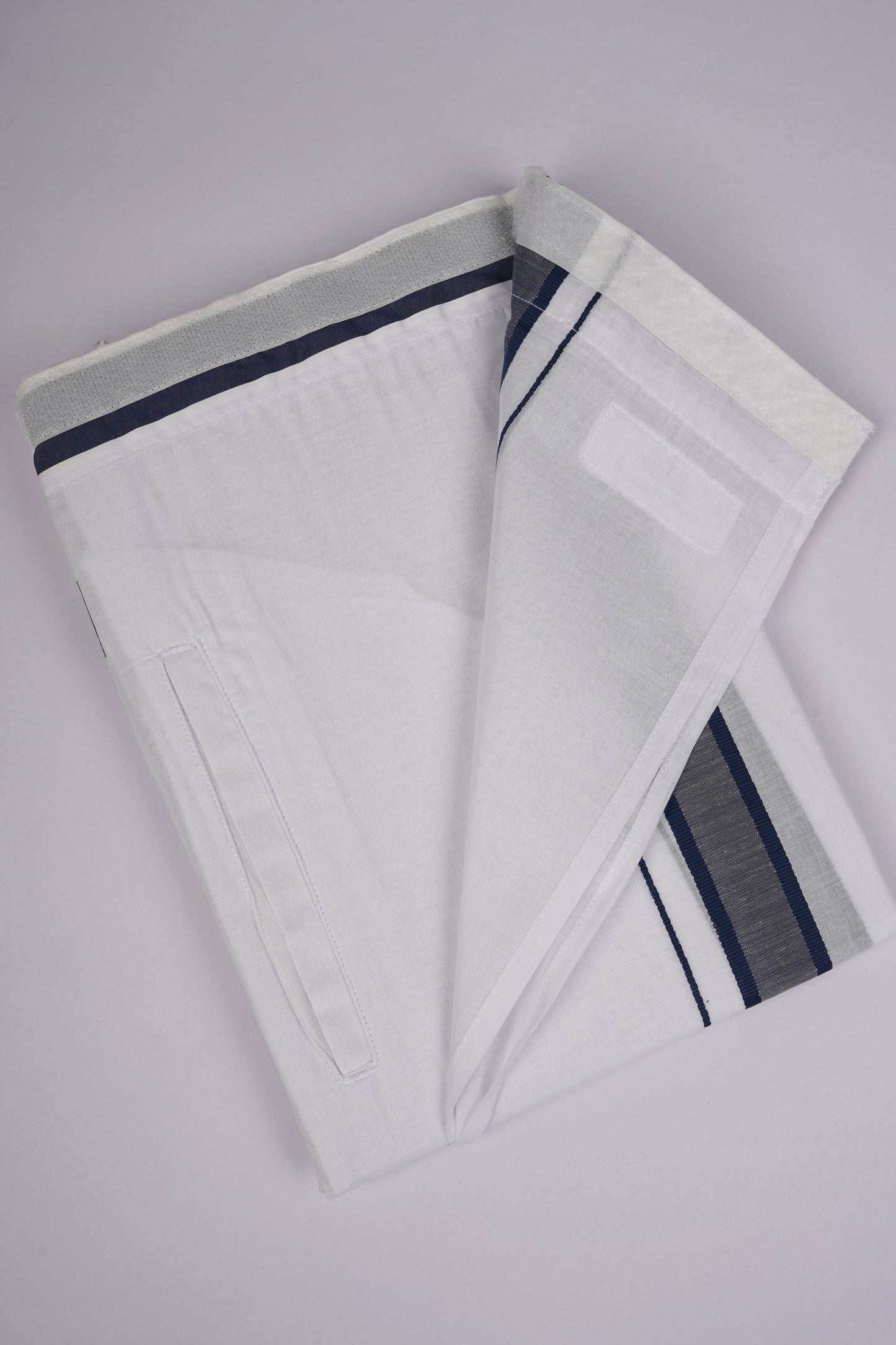 PKT FD-02 VELCRO WHITE DOUBLE DHOTI - Blue