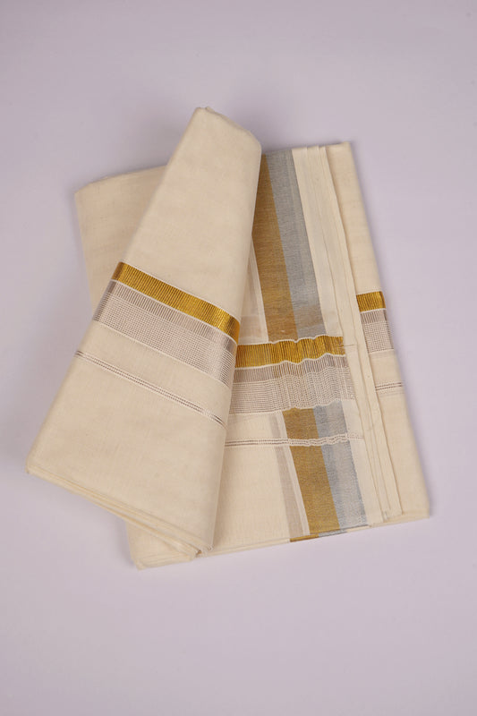 GLD-150C CREAM DOUBLE DHOTI  4.00 MTR