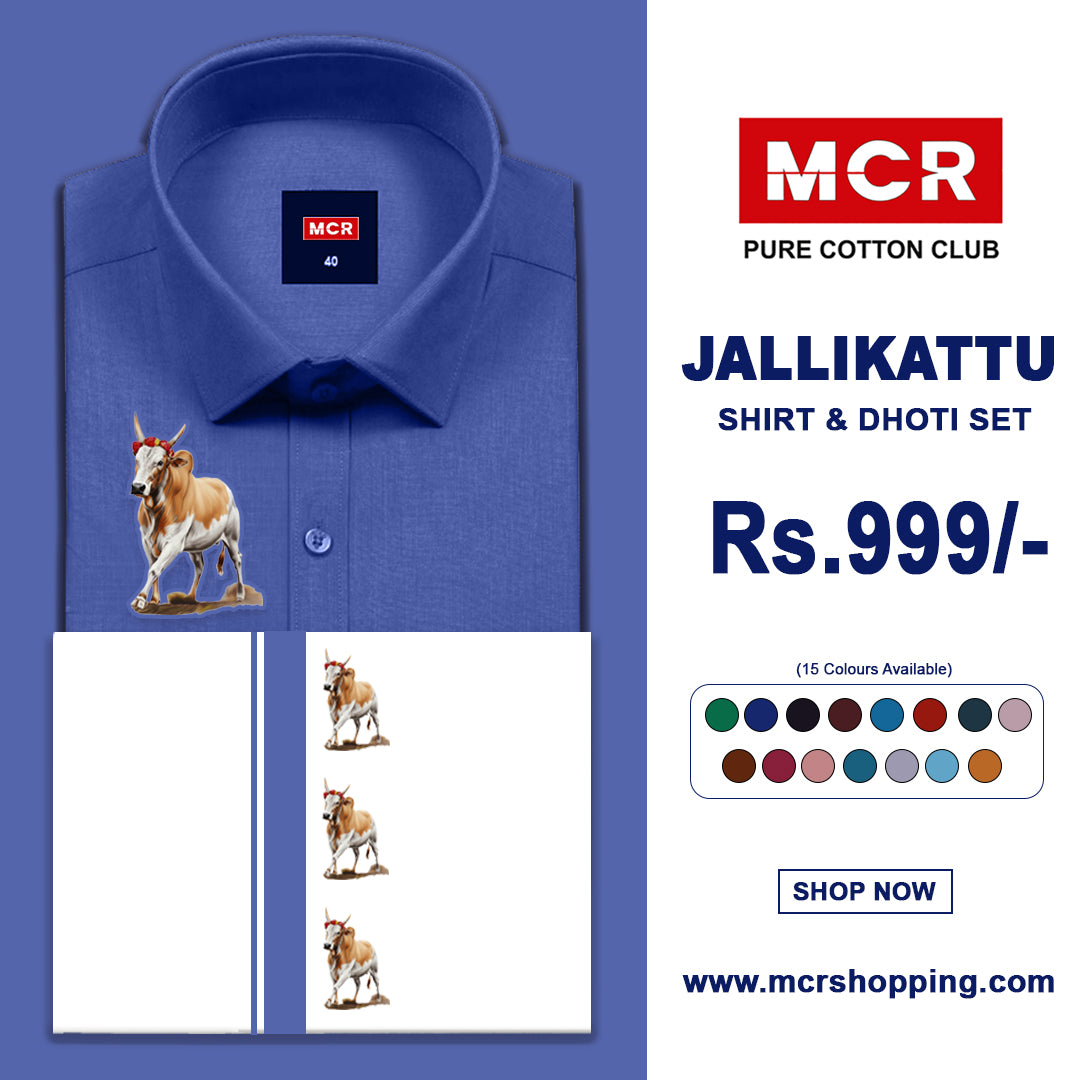 JALLIKATTU COLOUR SINGLE SET H/S - (Ink Blue (04)