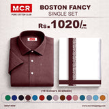 BOSTON FANCY SINGLE SET F/S - (ASSORTED PATTERN) - Maroon (06)