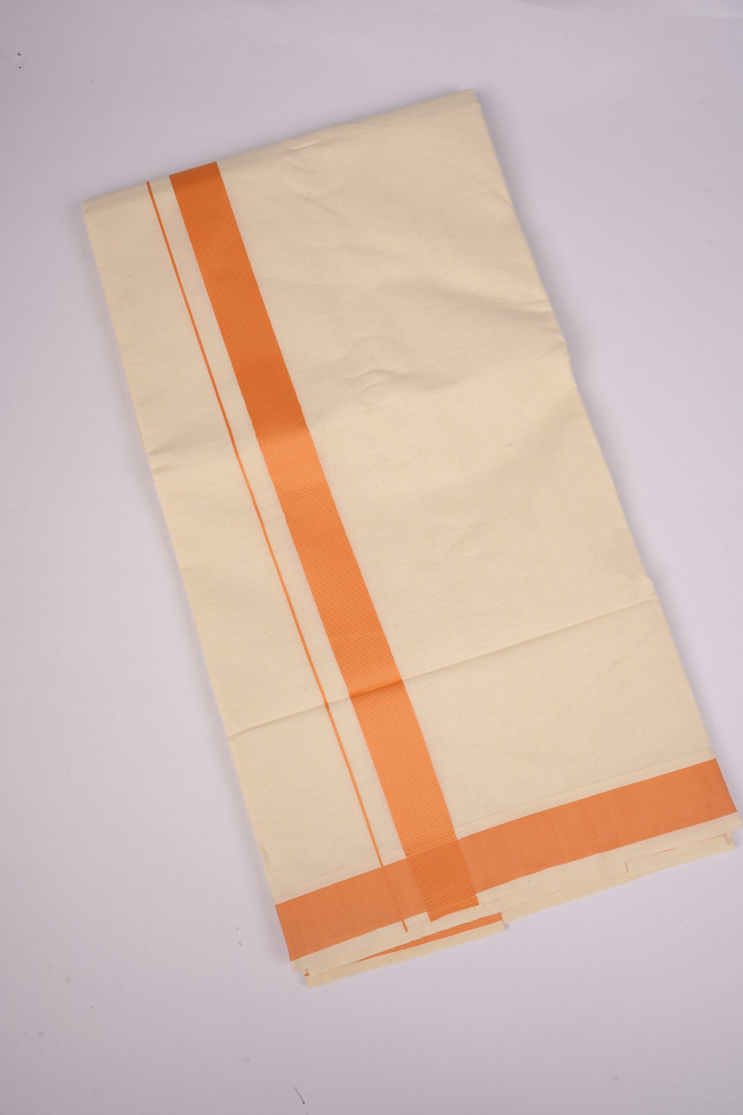 FD-08C CREAM DOUBLE DHOTI 3.80 MTR- Orange