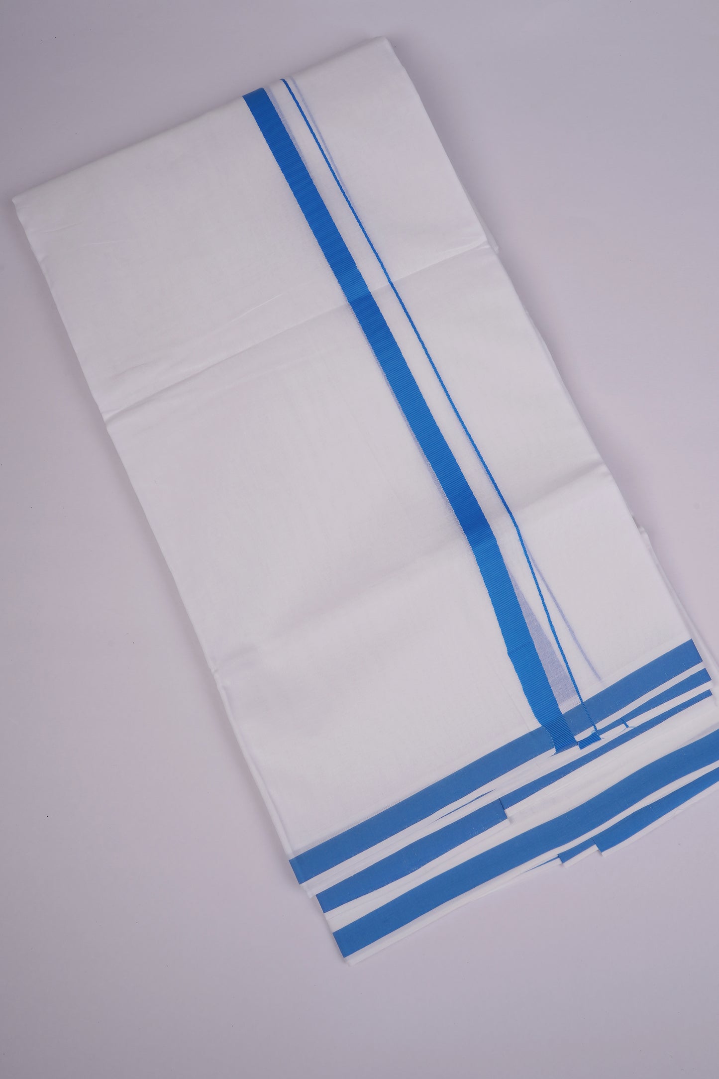 HD-23 WHITE DOUBLE DHOTI  4.00 MTR - blue