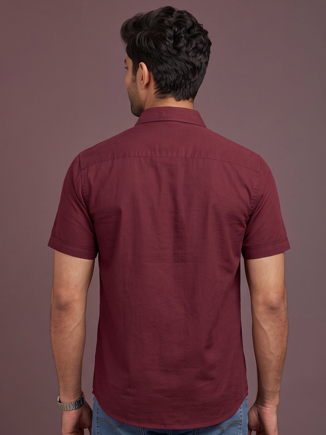 Stain Free Half Sleeve Formal Maroon Color Shirt For Men-68001