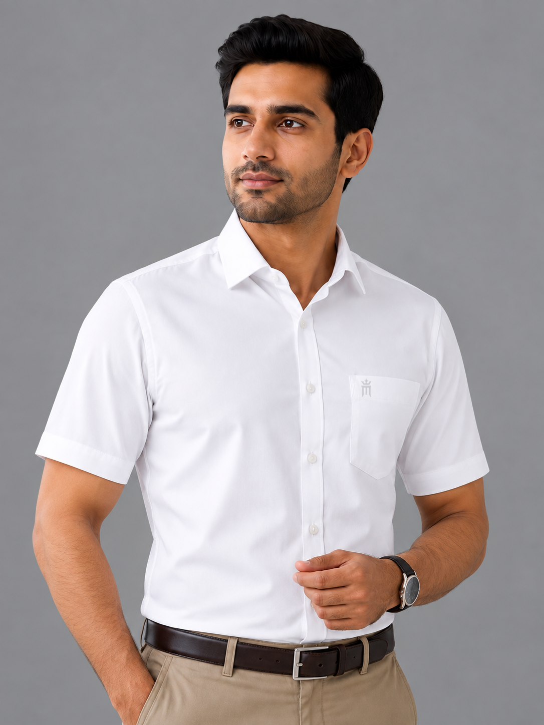 Brazil Bamboo Cotton Formal White Shirt (Apple Cut)