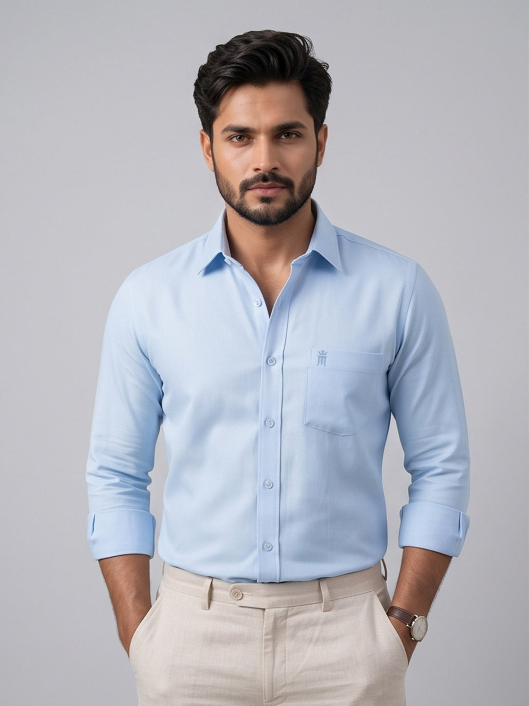 MCR Men Formal Colour Shirt - Sky Blue 82503 Hydrogen