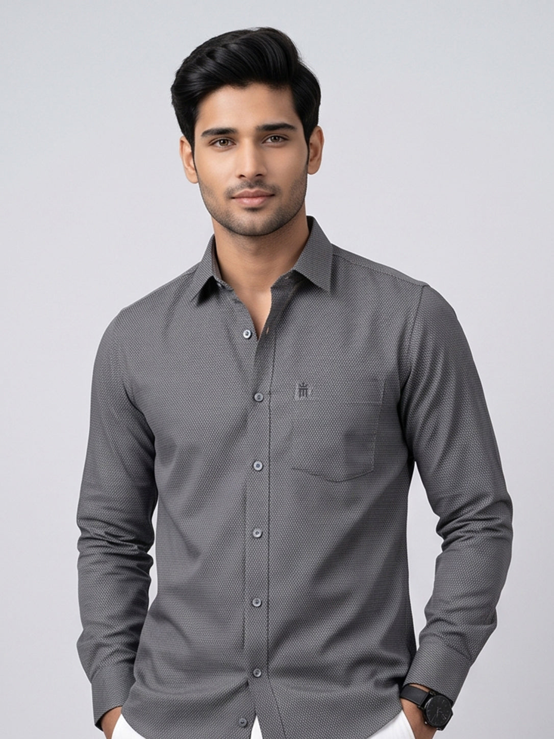 MCR Men Formal Colour Shirt - Dark grey 92057 ICE BERG