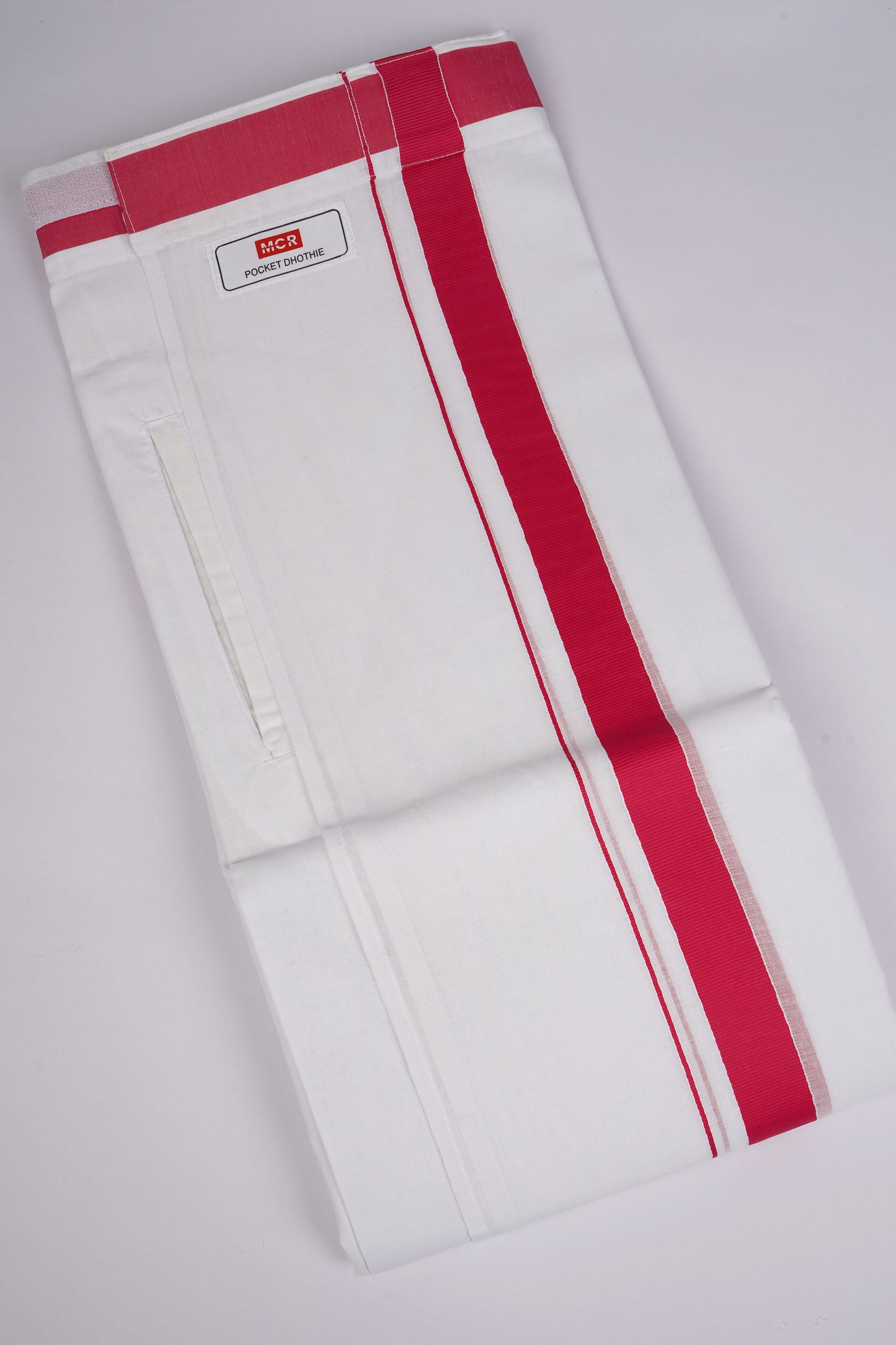PKT FD-01 VELCRO WHITE DOUBLE DHOTI - Dark Pink
