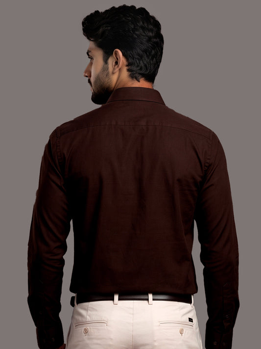 Stain Free Full Sleeve Formal Brown Shirt For Men-68006