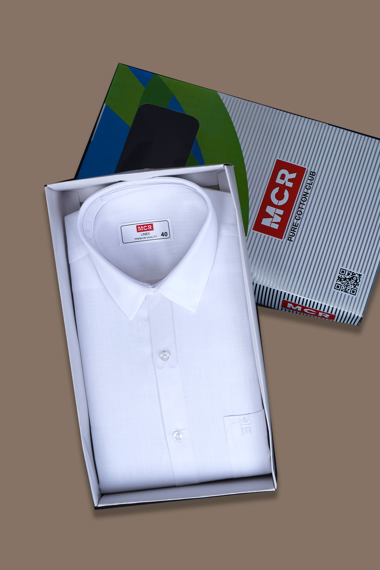 MCR LINEX Full Sleeve Formal White Shirt For Men-APPLE CUT