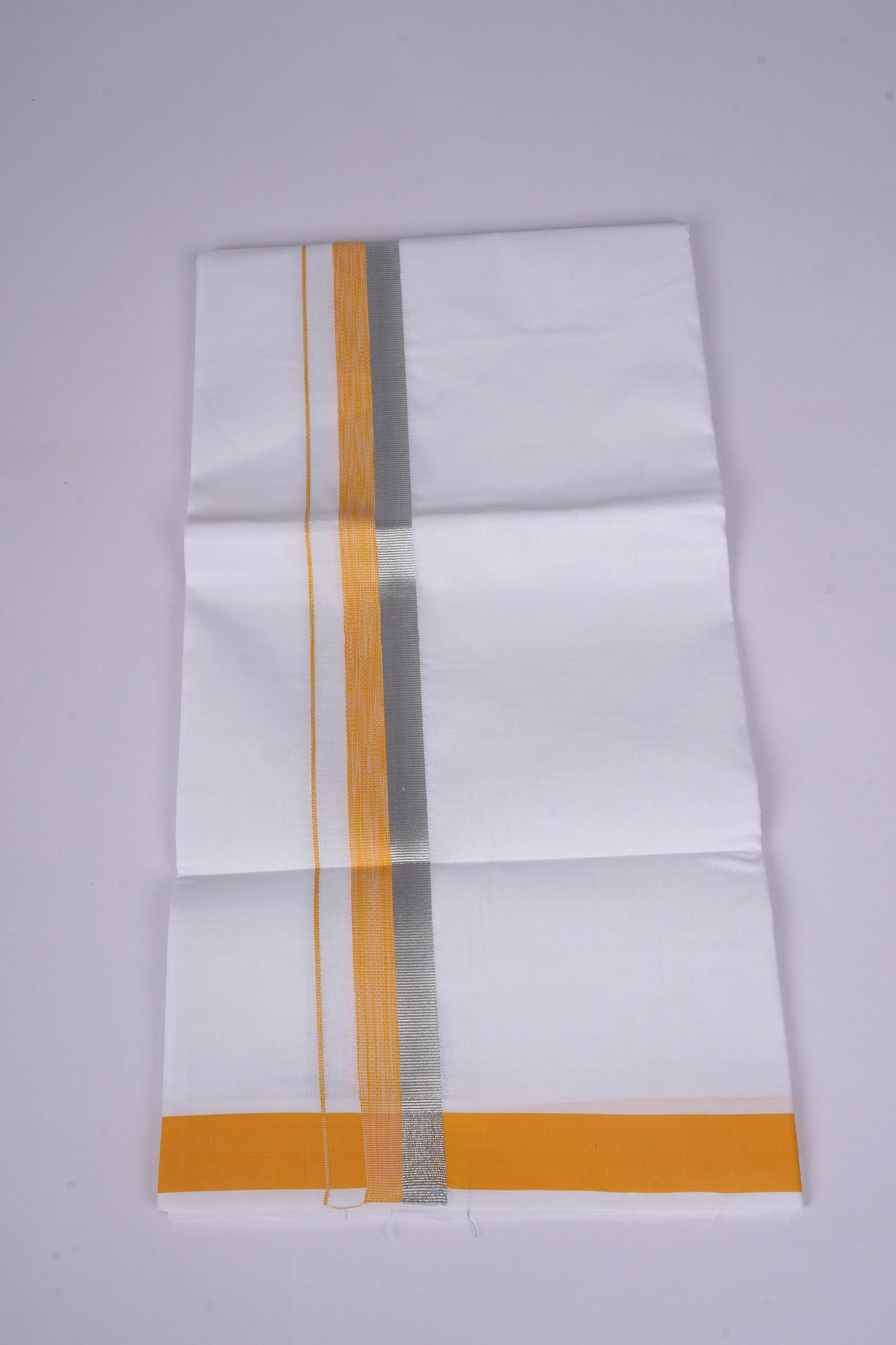 FS-124 W/S DHOTI  1.90 MTR - Silver Yellow