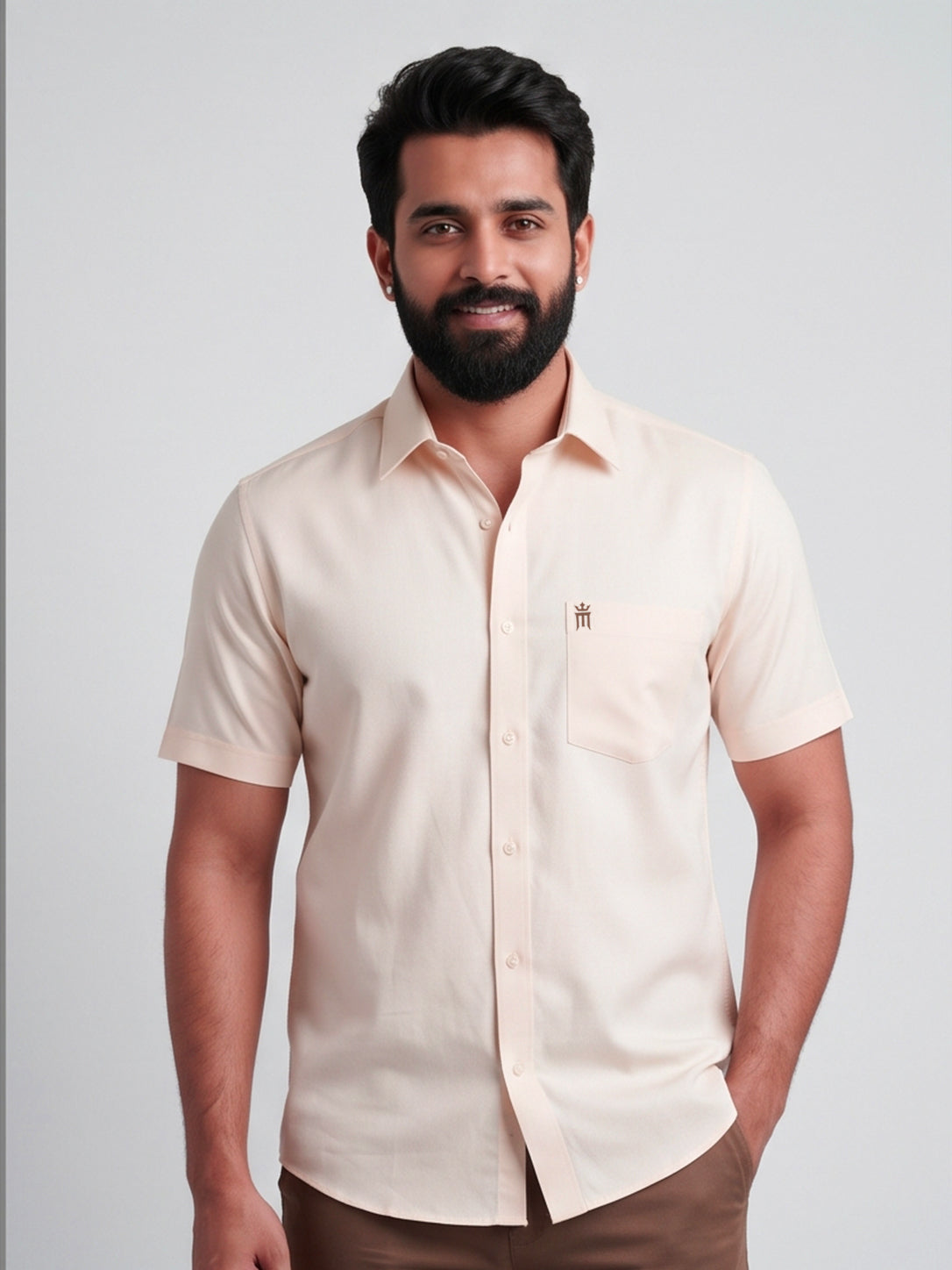 MCR Men Formal Colour Shirt - light peach 82501 Hydrogen