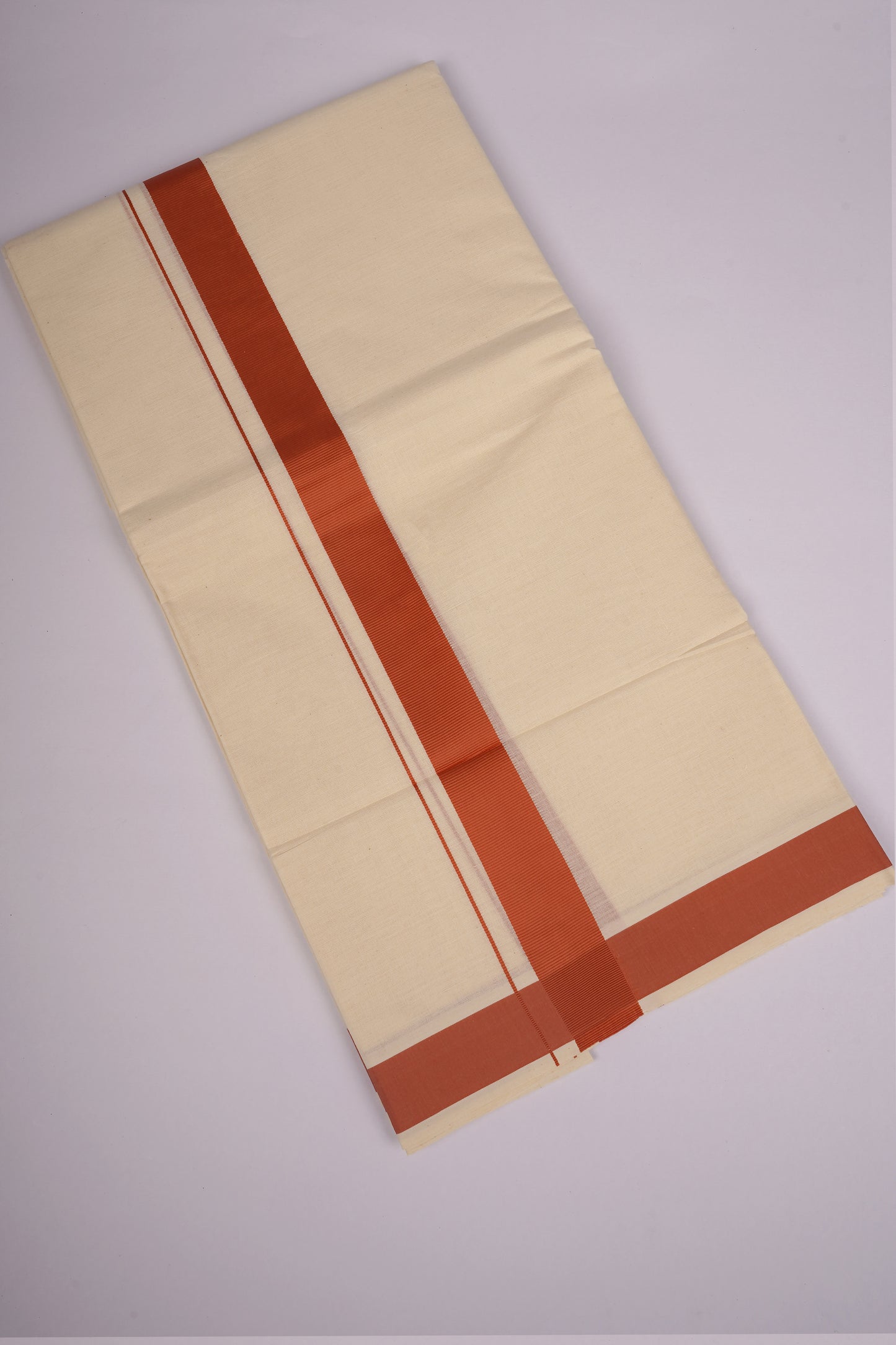 FD-08C CREAM DOUBLE DHOTI  3.80 MTR-Dark Orange