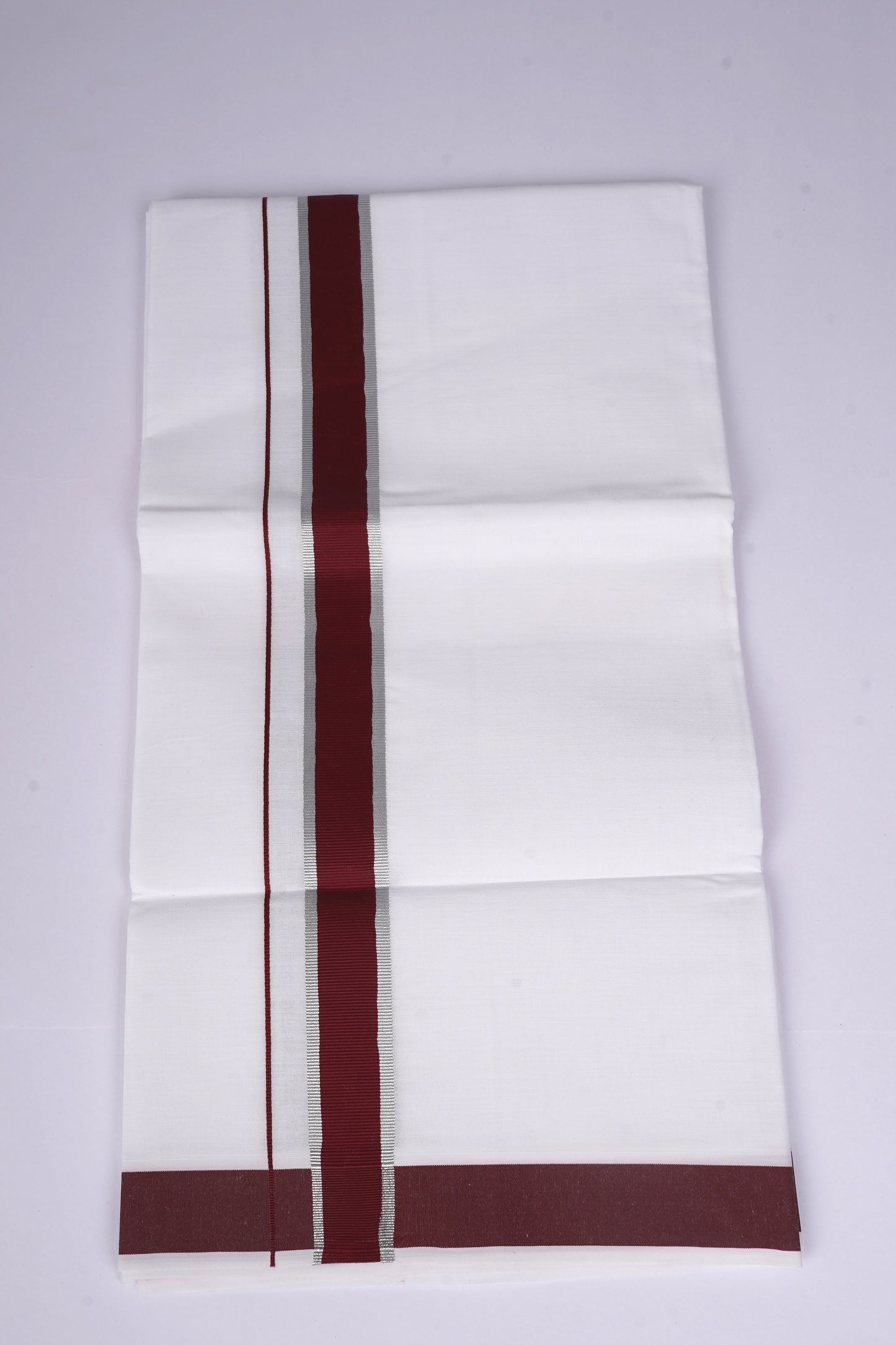 FS-96 W/S DHOTI 2.00 MTR - SILVER DARK MAROON