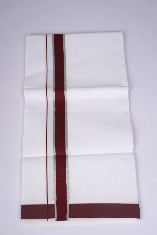 FS-96 W/S DHOTI 2.00 MTR - SILVER DARK MAROON