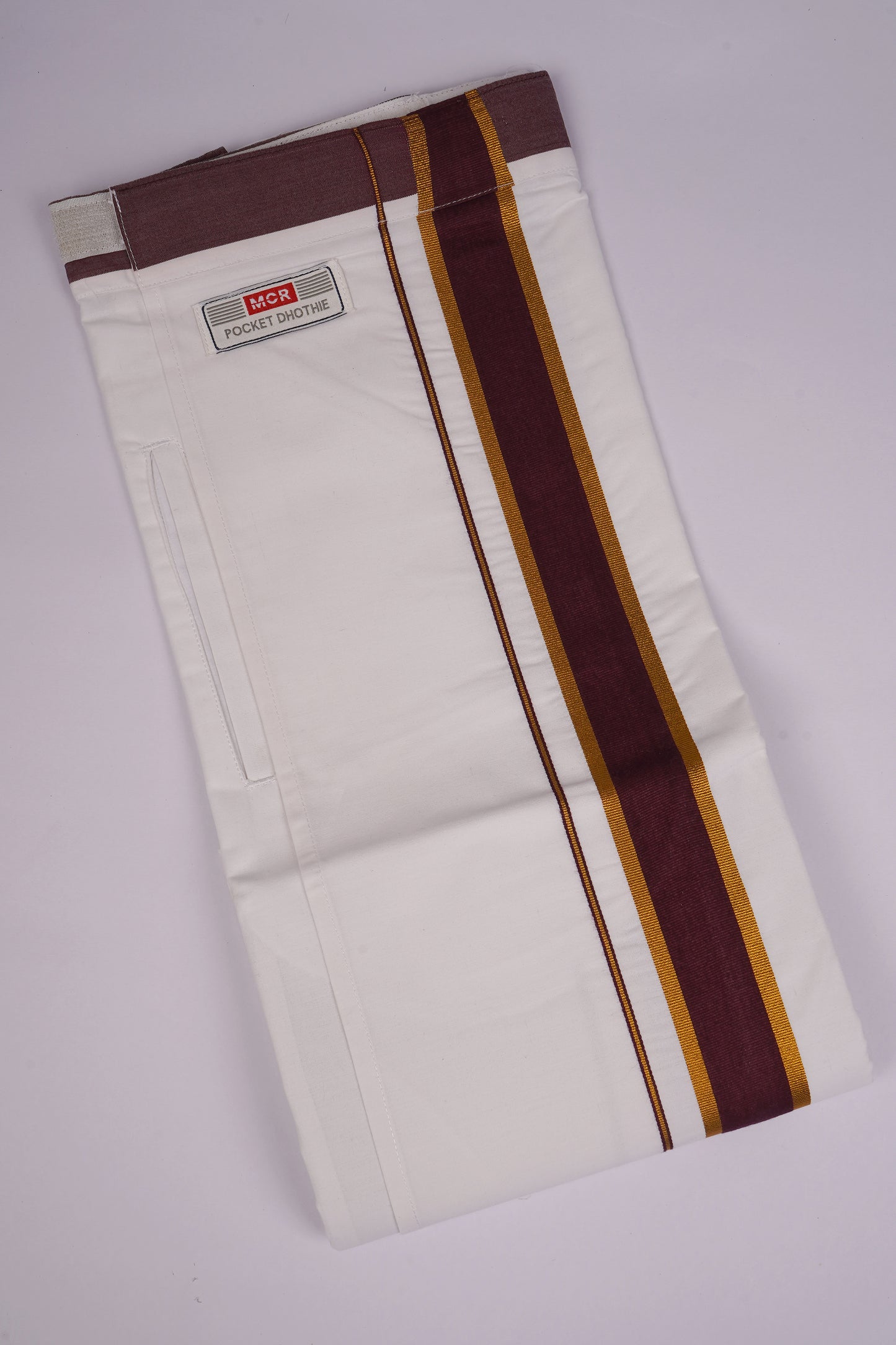 PKT FS-01 VELCRO WHITE SINGLE DHOTI  - Maroon
