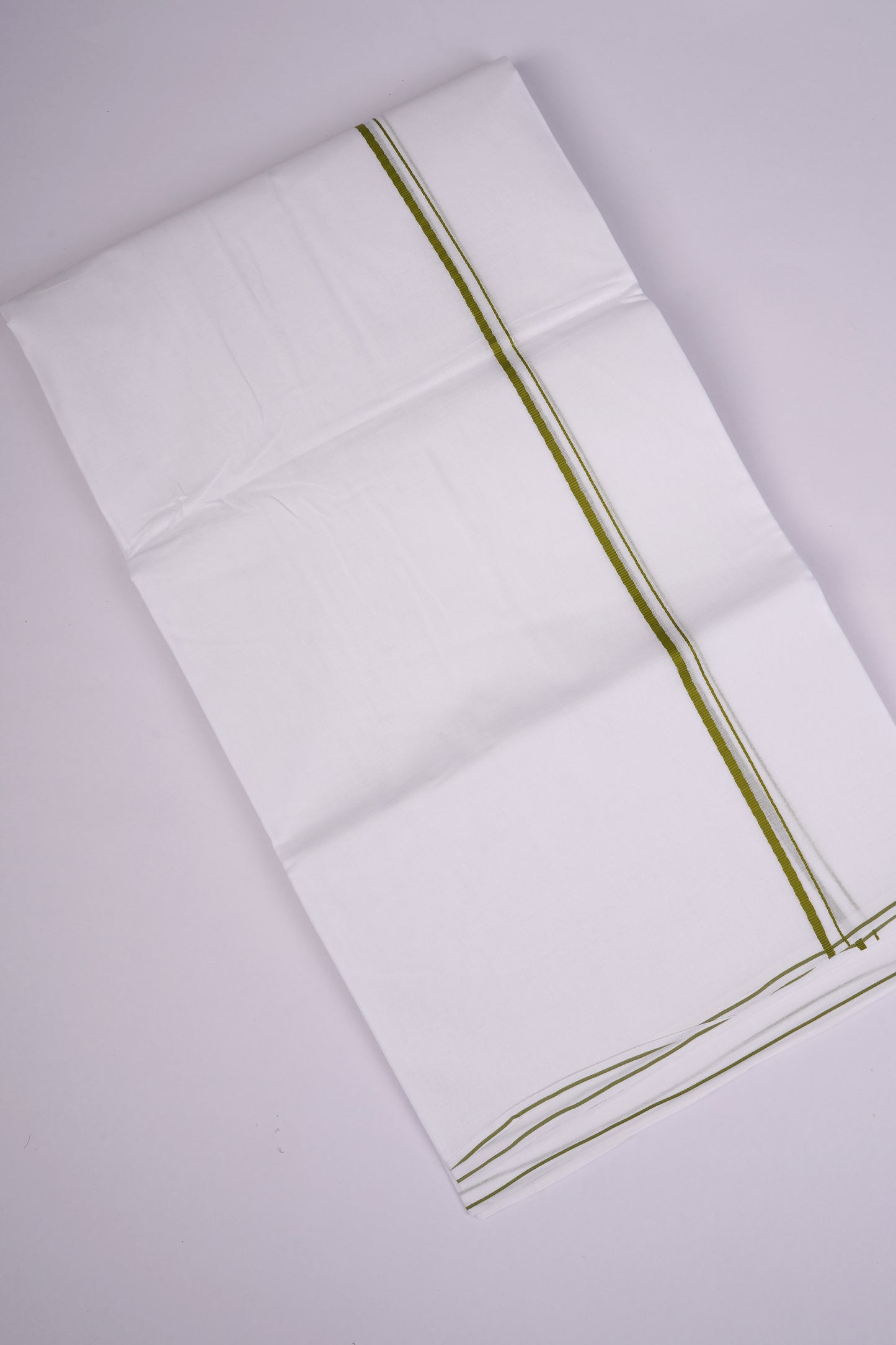 SD-17 WHITE DOUBLE DHOTI  4.00 MTR - Green