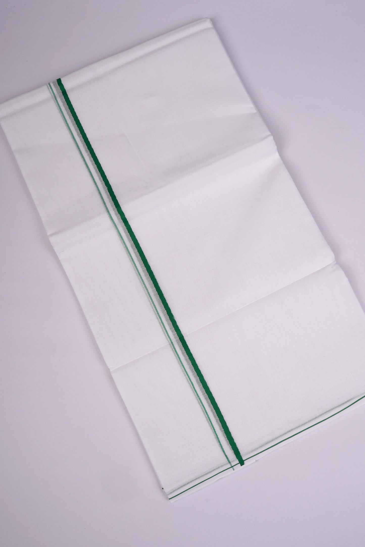 SD-14 WHITE DOUBLE DHOTI 3.80 MTR - Green