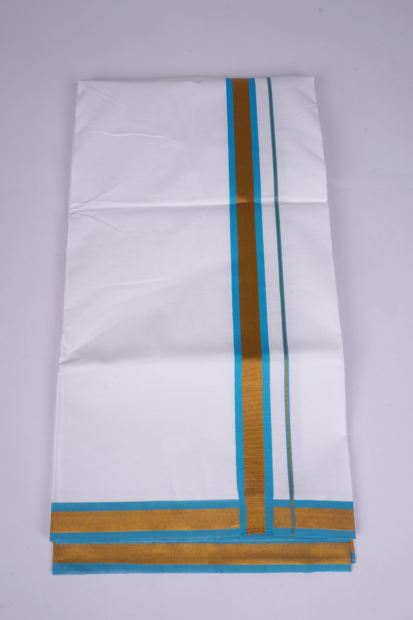 FS-103 W/S DHOTI 2.00 MTR - GOLD AJANTHA BLUE