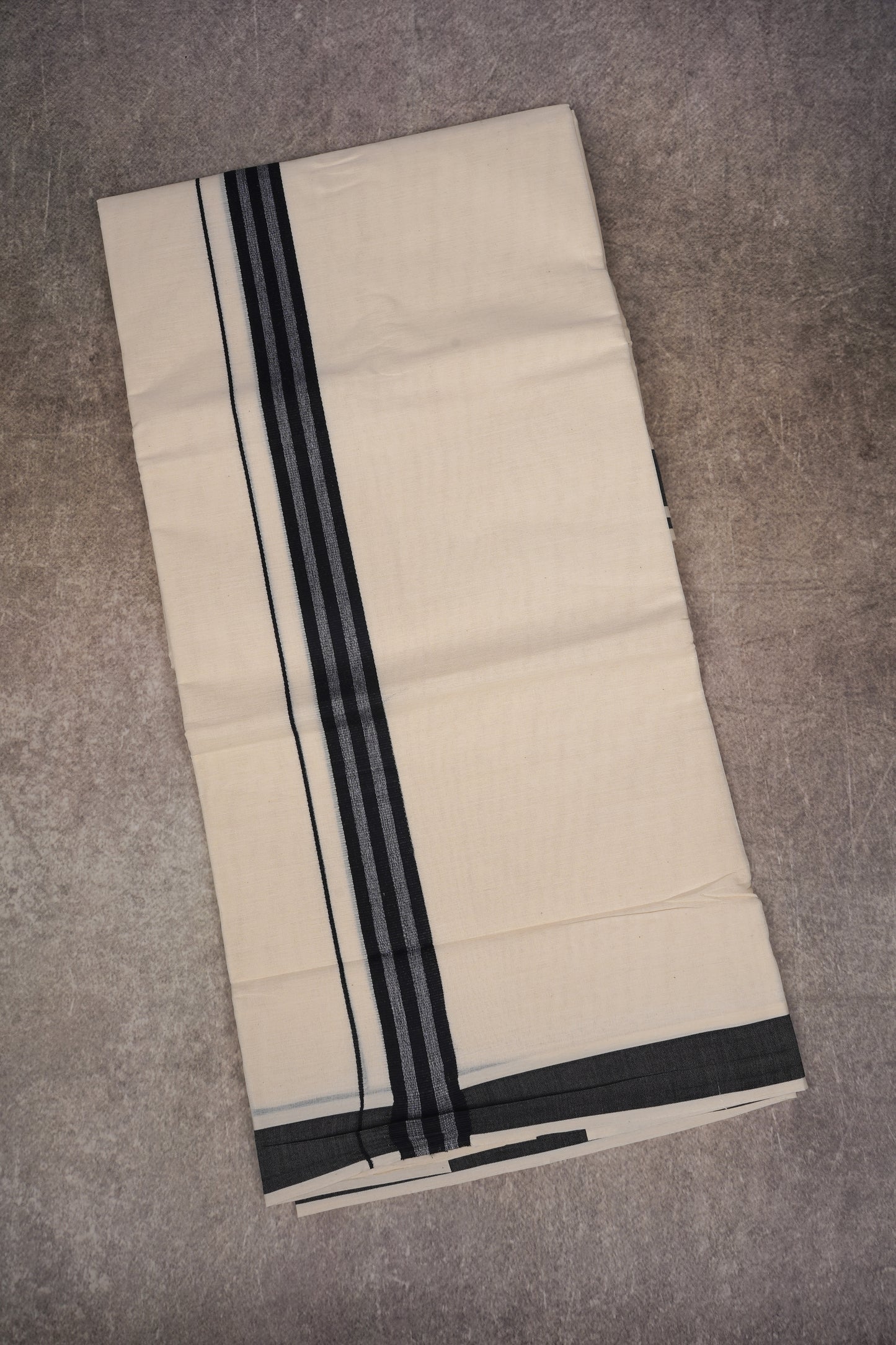 FCD-360C CREAM DOUBLE DHOTHIE 3.80 MTR - Black