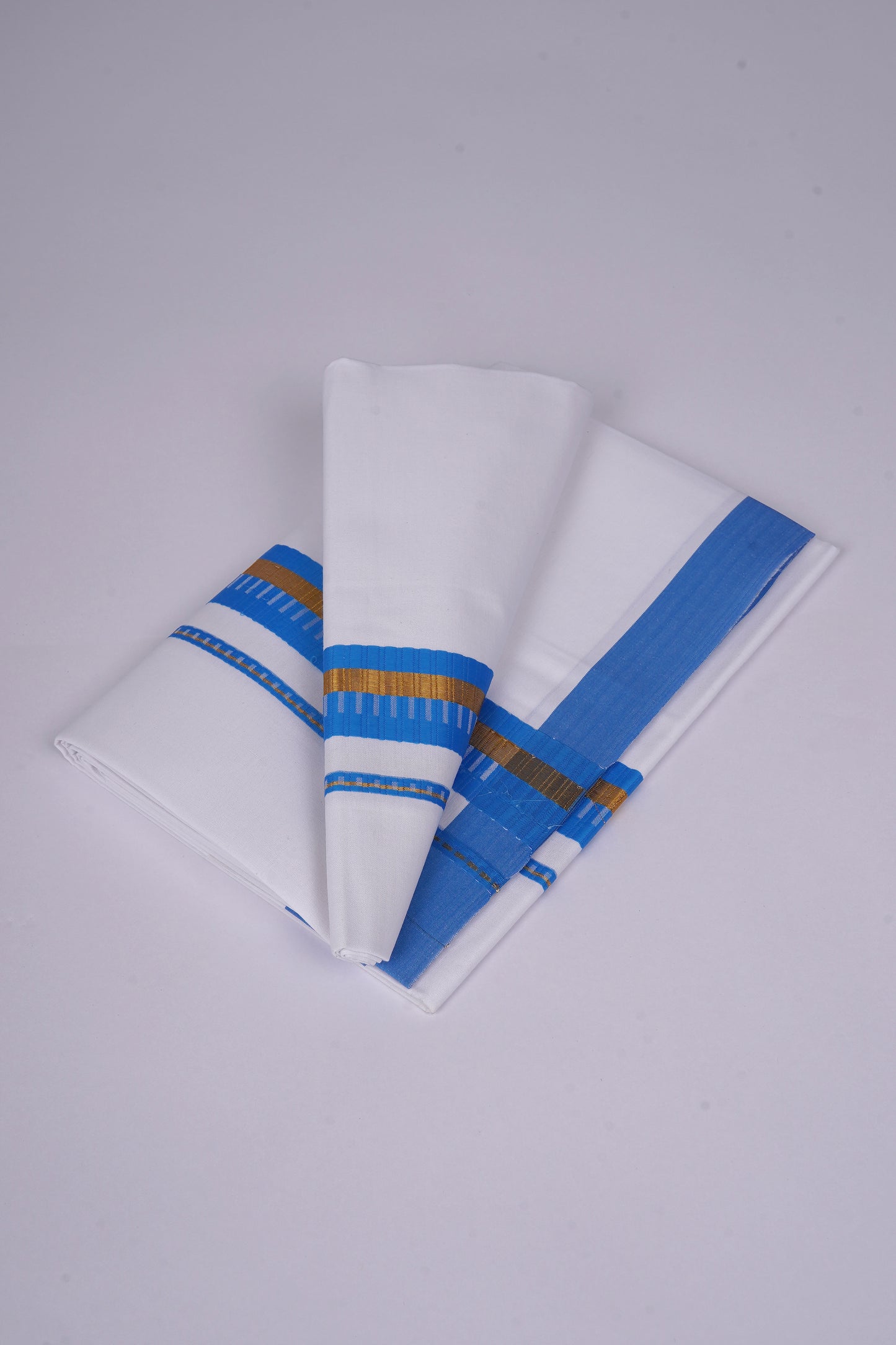 FS-93 W/S DHOTI 2.00 MTR - GOLD PEACOCK BLUE