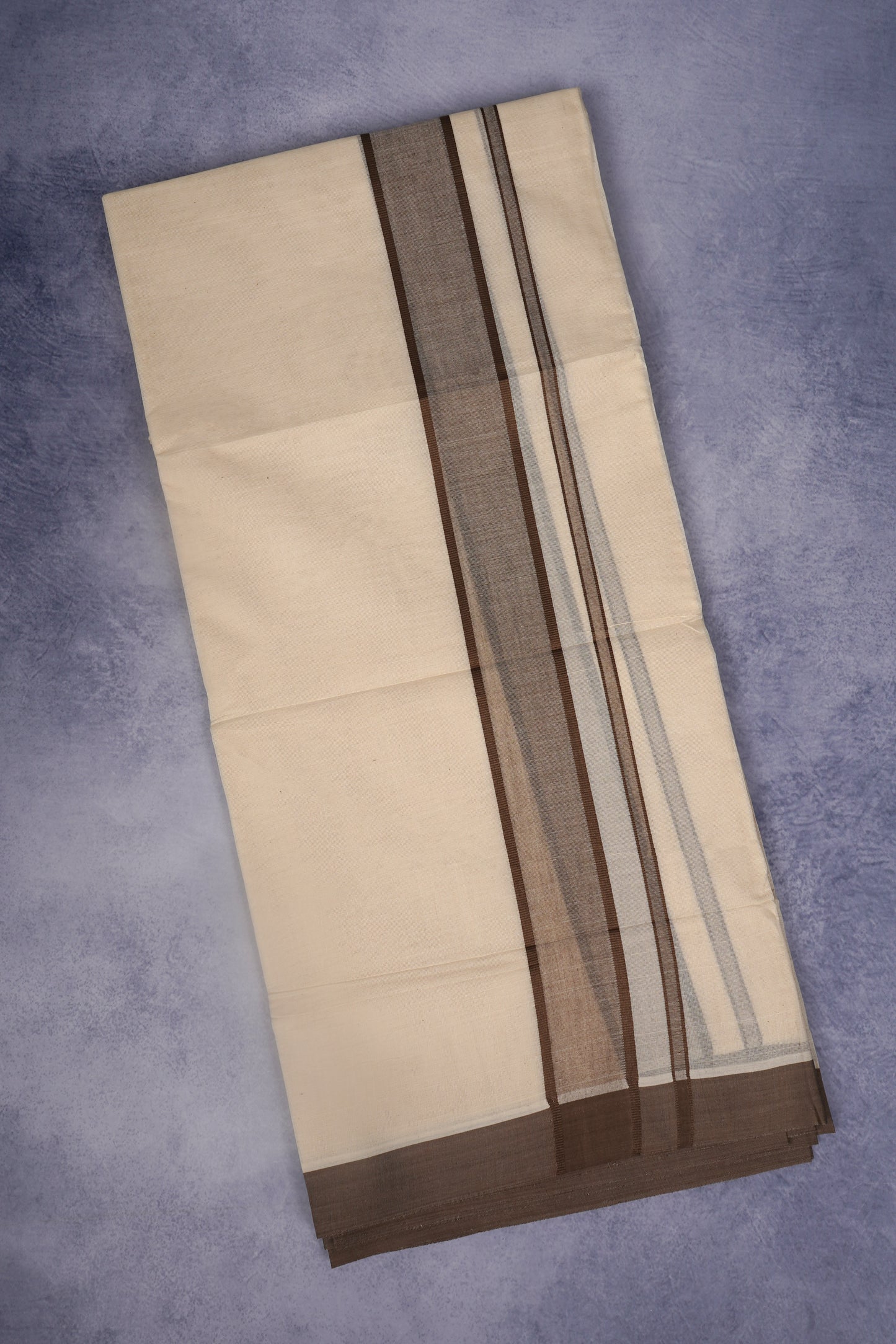 FCD-74C CREAM DOUBLE DHOTI  4.00 MTR - Brown