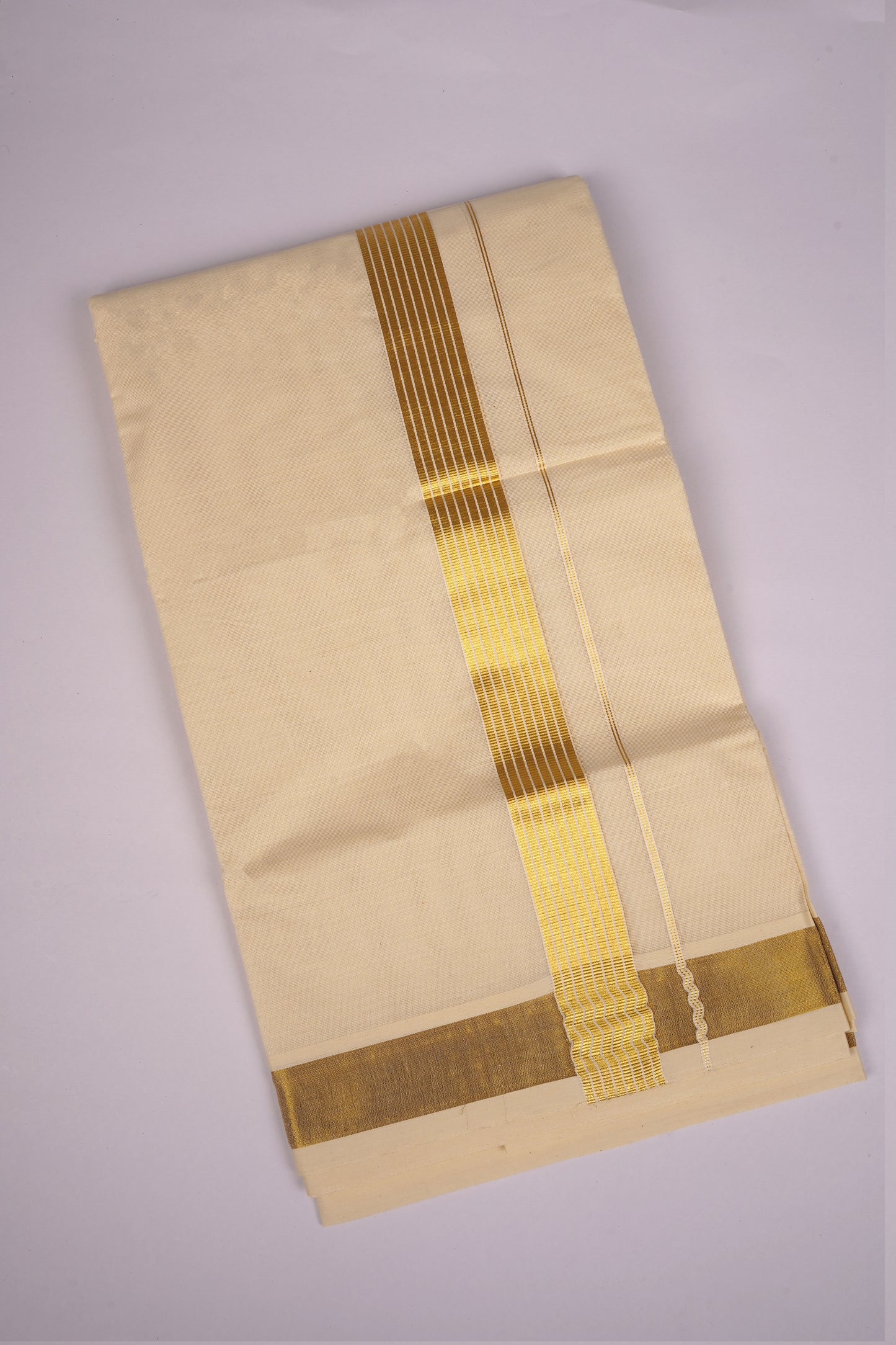 GLD-120C CREAM DOUBLE DHOTI  4.00 MTR