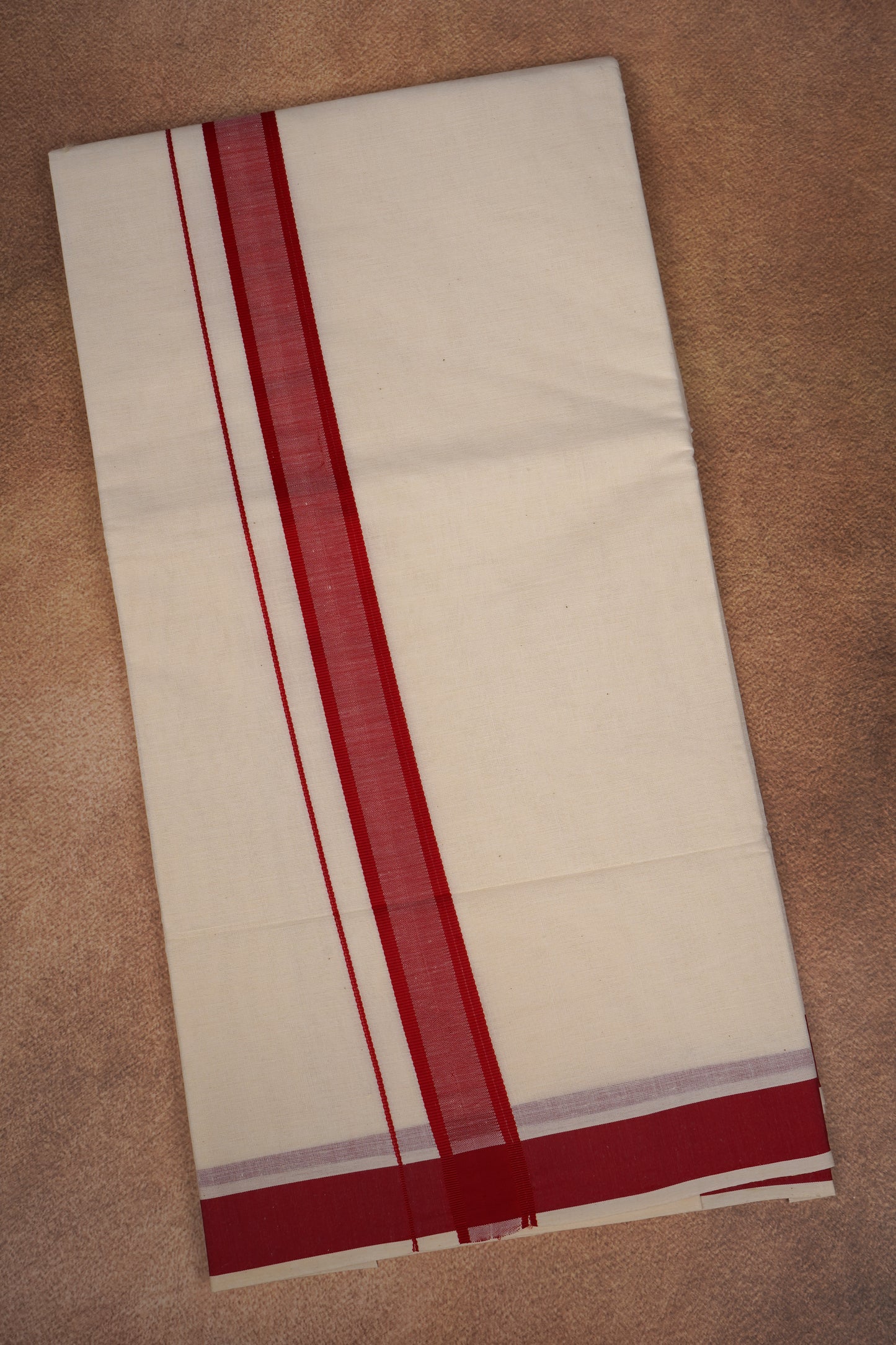 FD-174C CREAM DOUBLE DHOTHIE 3.80 MTR - Pink