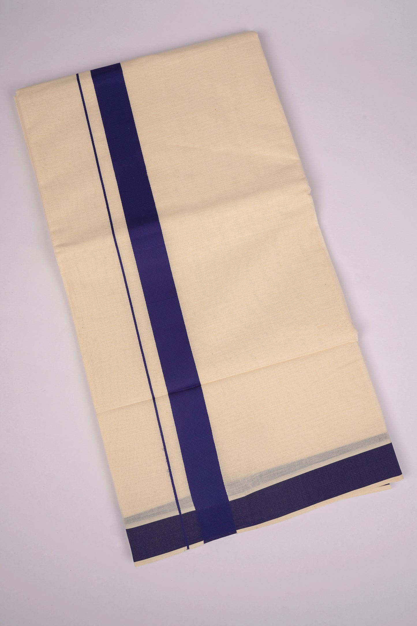FD-08C CREAM DOUBLE DHOTI  3.80 MTR-Navy Blue