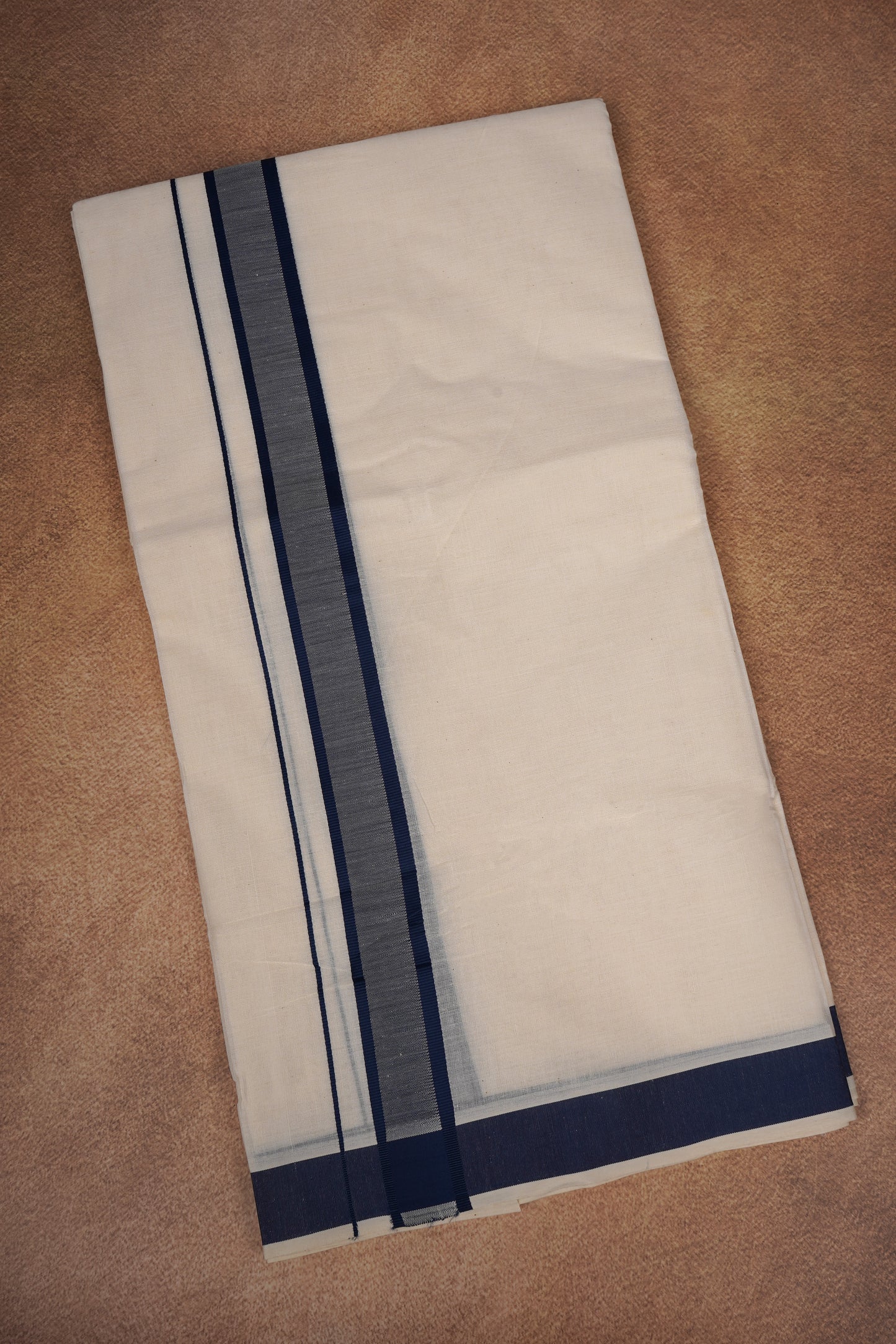 FD-174C CREAM DOUBLE DHOTHIE 3.80 MTR - Dark Blue