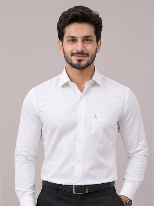 Crown Lin Formal White Shirt For Men