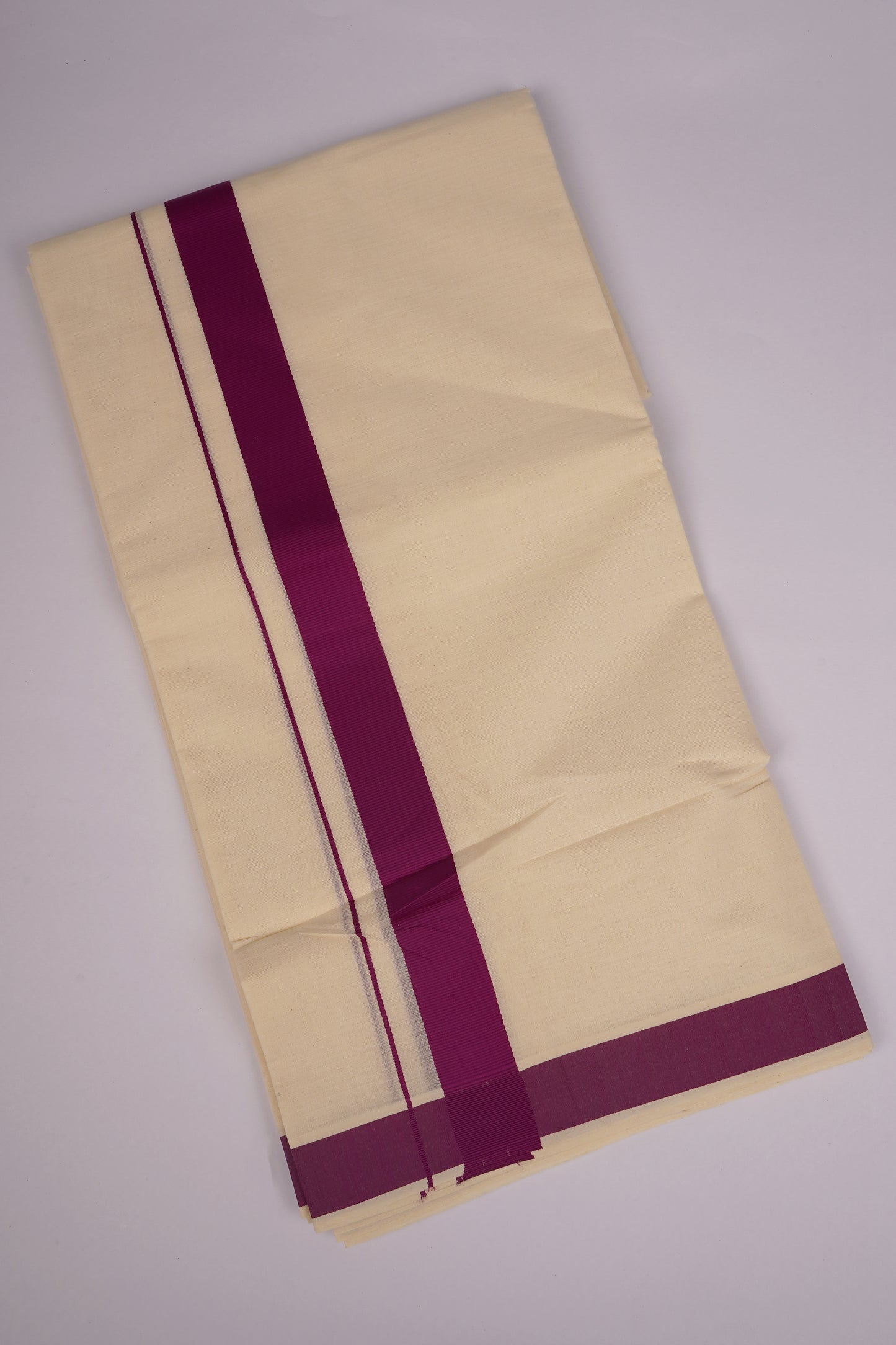 FD-08C CREAM DOUBLE DHOTI  3.80 MTR-Dark violet