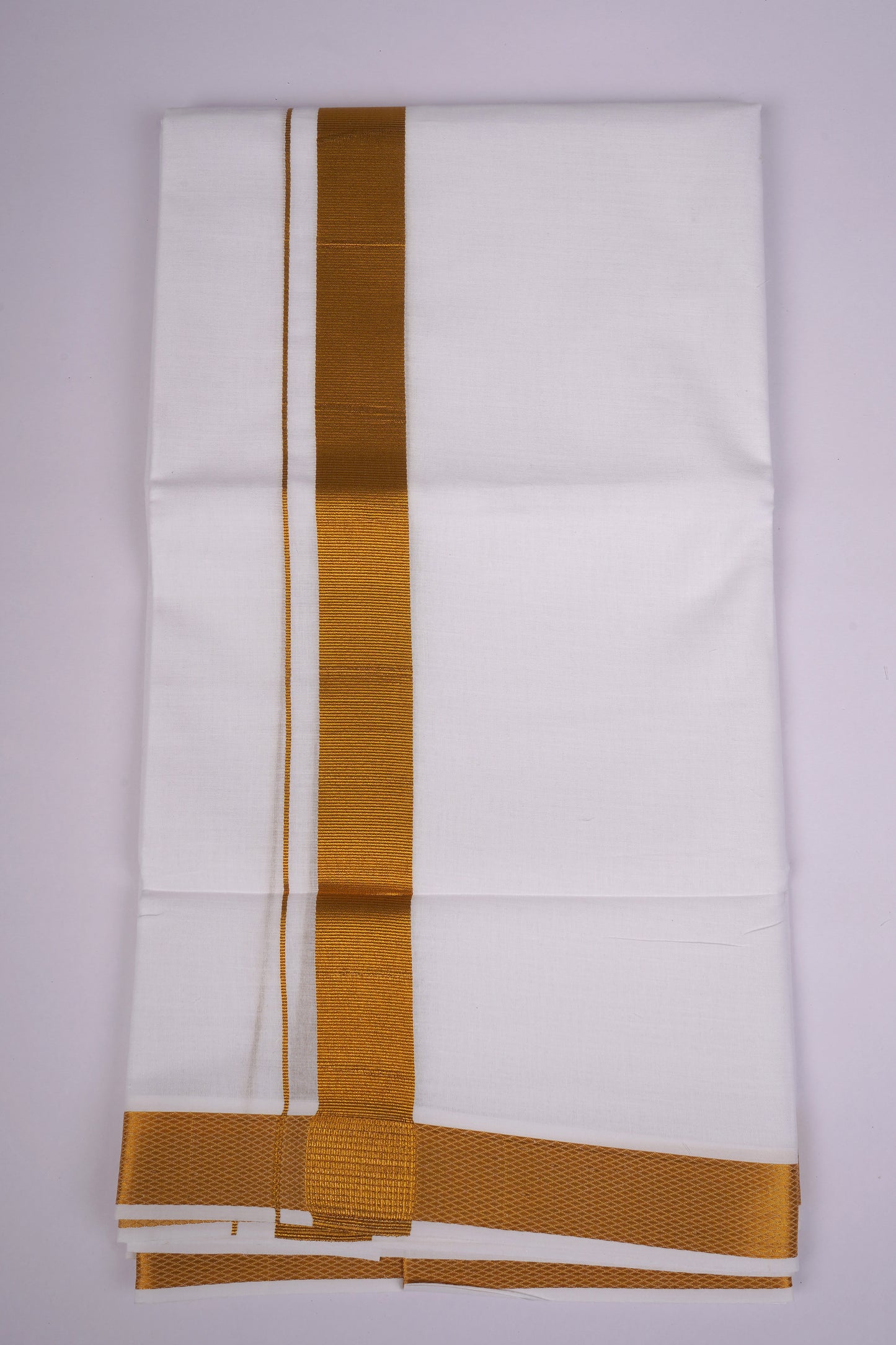 GLD-34 WHITE DOUBLE DHOTI  3.80 MTR