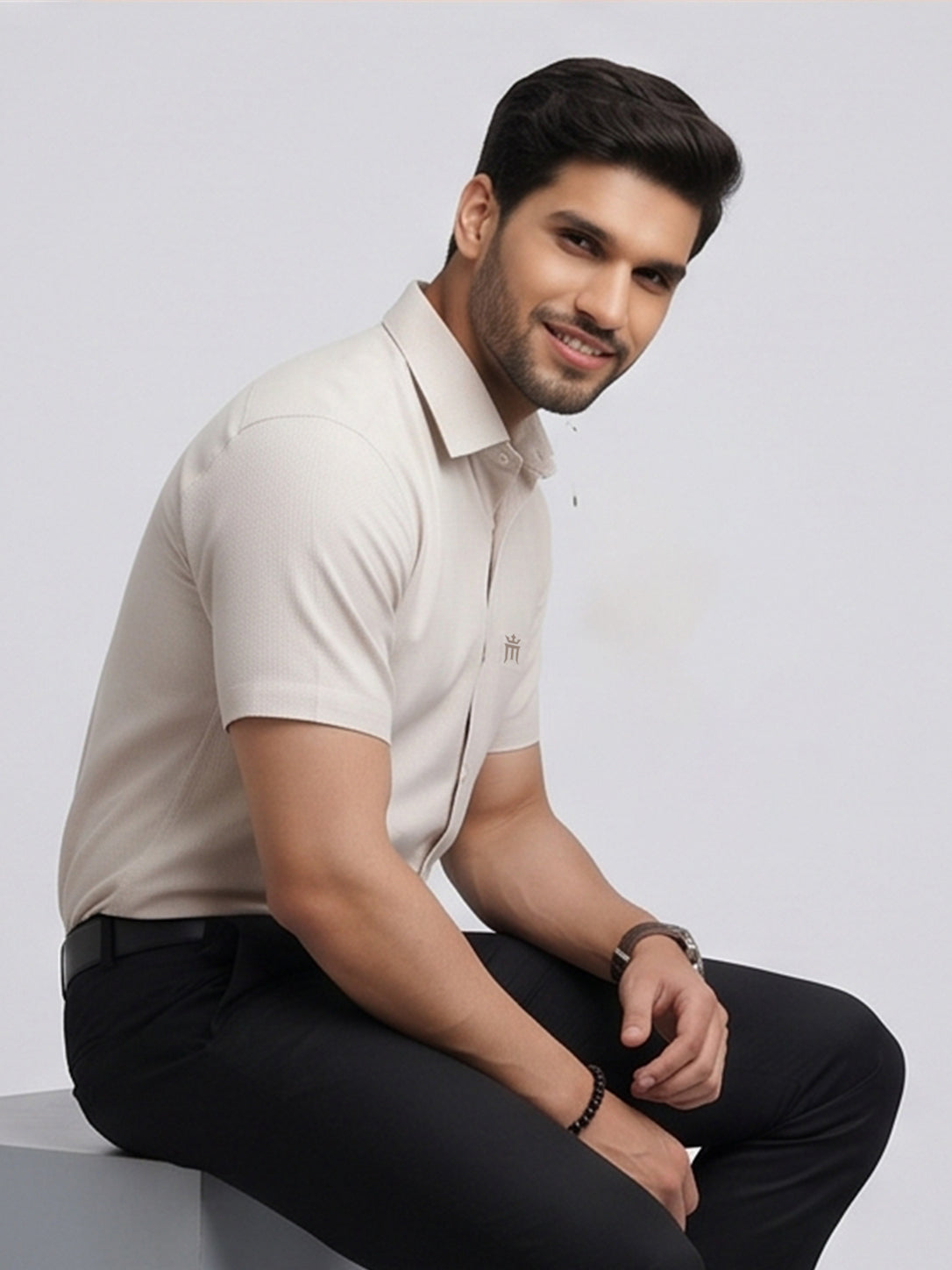 MCR Men Formal Colour Shirt - Beige  92054 ICE BERG