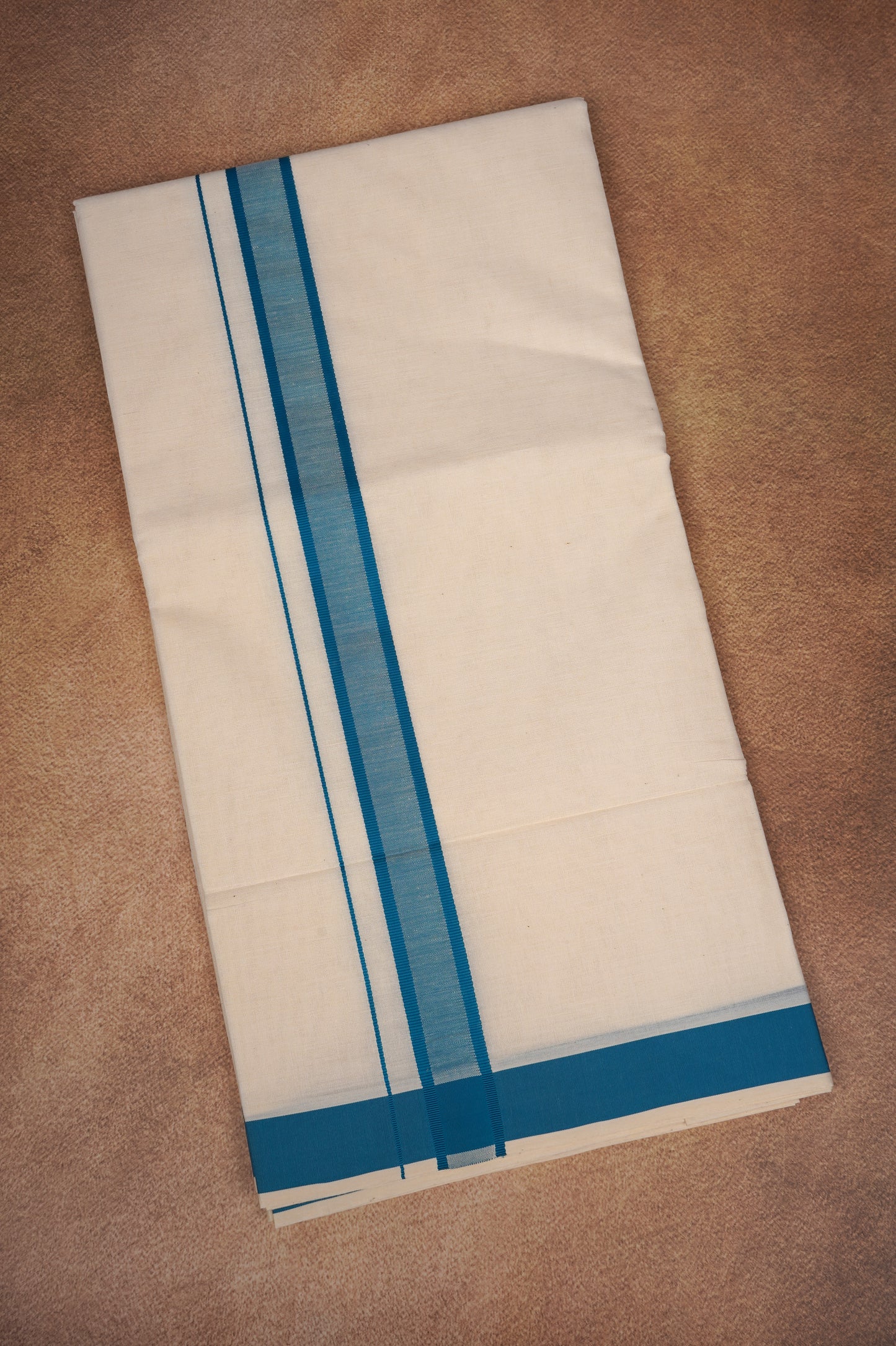 FD-174C CREAM DOUBLE DHOTHIE 3.80 MTR - Dark blue