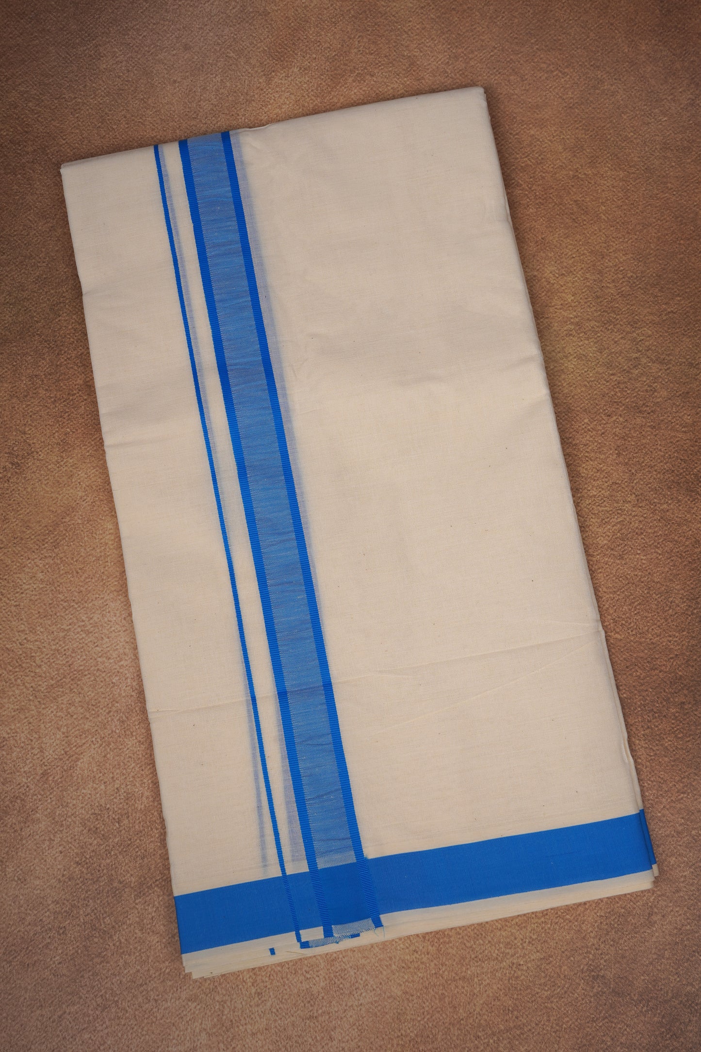 FD-174C CREAM DOUBLE DHOTHIE 3.80 MTR - Ajantha Blue