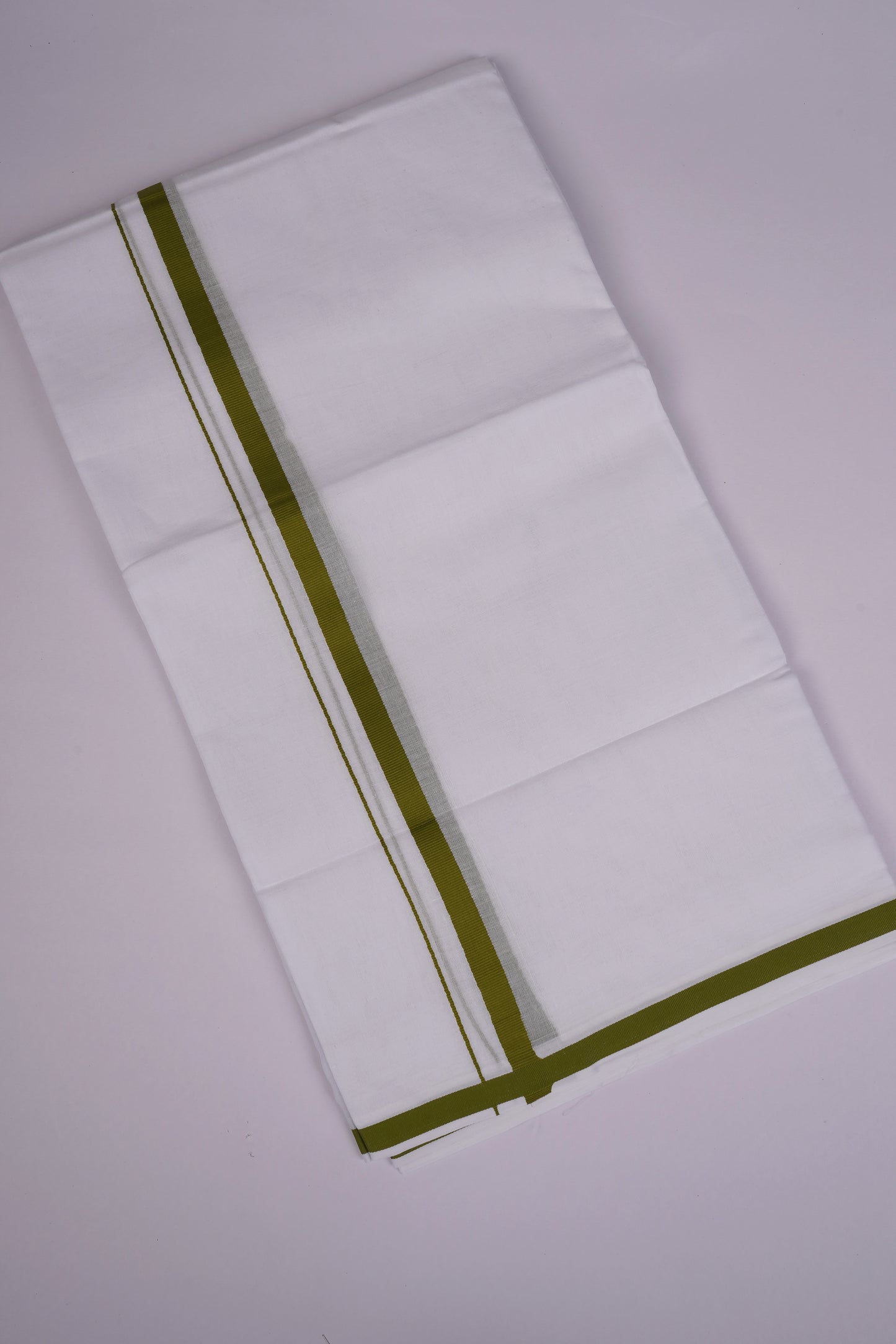 HD-24 WHITE DOUBLE DHOTI  3.80 MTR - Green
