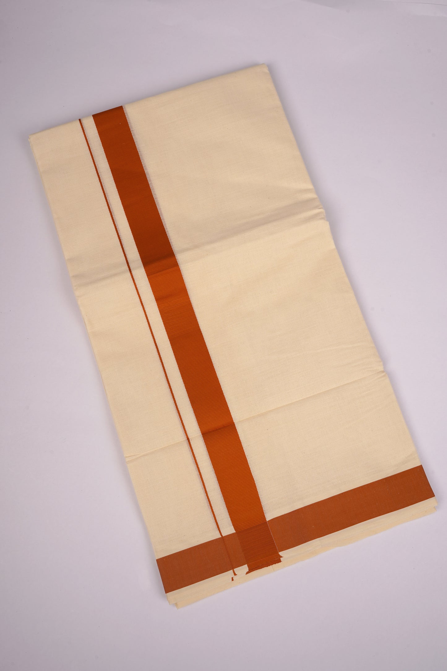 FD-08C CREAM DOUBLE DHOTI  3.80 MTR-Light Orange