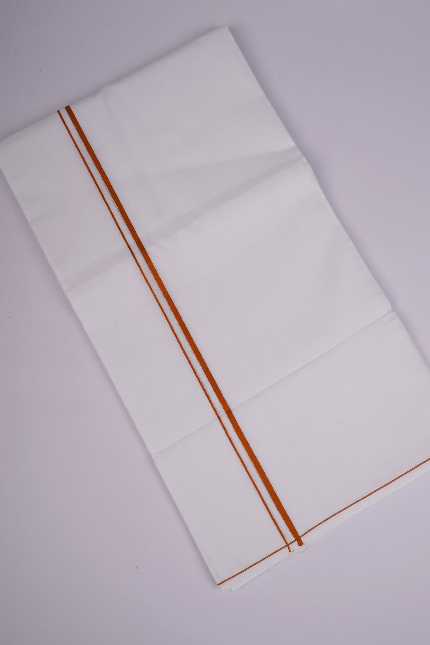 SD-18 WHITE DOUBLE DHOTI  3.70 MTR - Orange