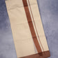 FCD-76C CREAM DOUBLE DHOTI  4.00 MTR - Brown