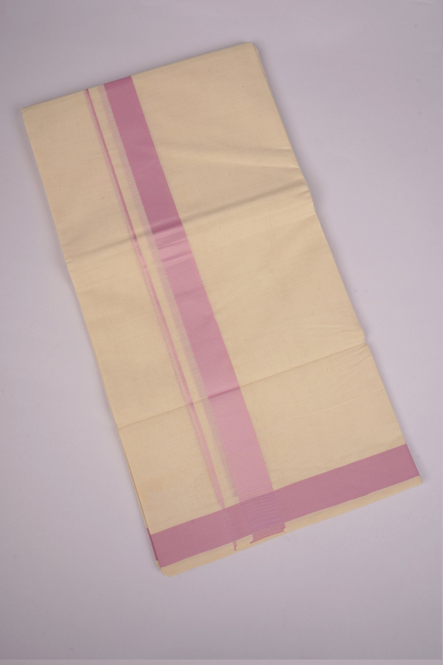 FD-08C CREAM DOUBLE DHOTI   3.80 MTR-Light Pink