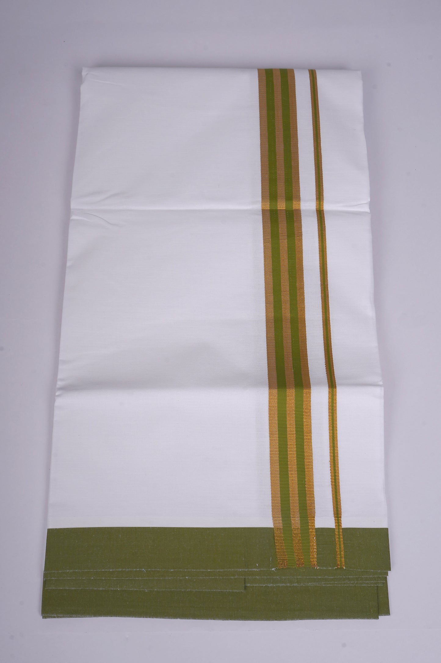 FS-107 W/S DHOTI 2.00 MTR - GOLD DARK GREEN