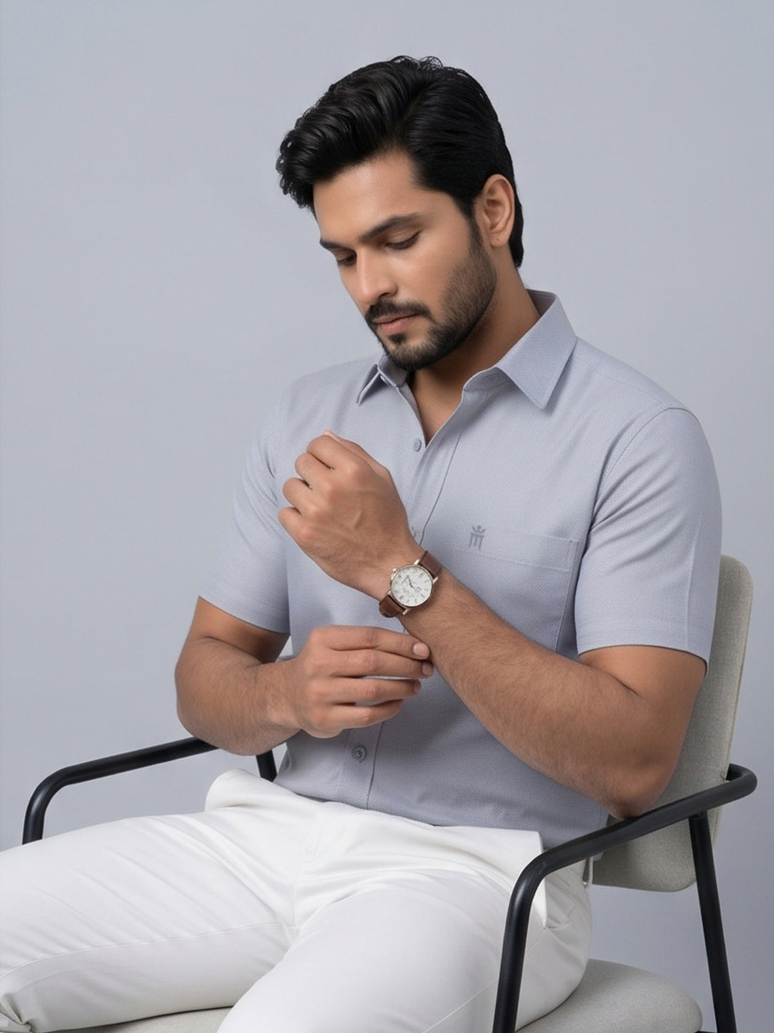 MCR Men Formal Colour Shirt - Light gray 82504 Hydrogen