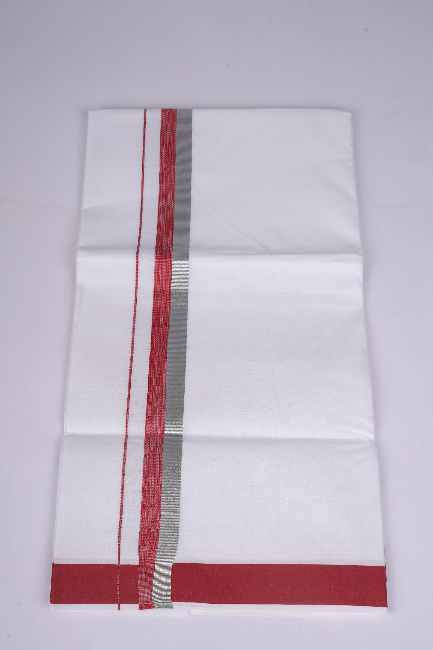 FS-124 W/S DHOTI  1.90 MTR - Silver Red