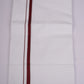 HD-25 WHITE DOUBLE DHOTI  3.80 MTR - Maroon
