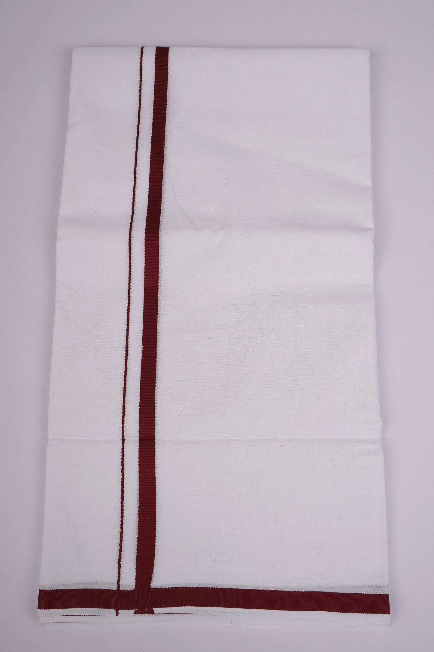 HD-25 WHITE DOUBLE DHOTI  3.80 MTR - Maroon