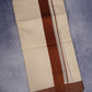 FCD-77C CREAM DOUBLE DHOTI  4.00 MTR-Brown